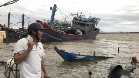 Thừa Thiên - Huế: Bão nhấn chìm tàu, cổ thụ bật gốc, trường học, nhà dân tốc mái