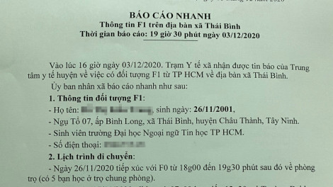 Tây Ninh có ca F1 của bệnh nhân 1.347