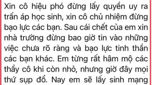 Nữ sinh lớp 10 tự tử vì uất ức: Khi con trẻ lên tiếng bằng cái chết