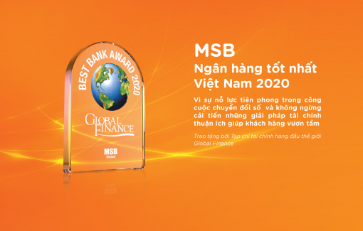 MSB được vinh danh là “Ngân hàng tốt nhất Việt Nam 2020”