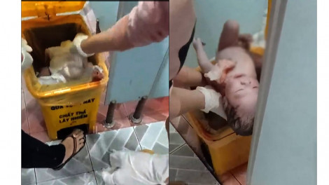 Hốt hoảng khi sinh con, người mẹ bỏ em bé vào thùng rác bệnh viện