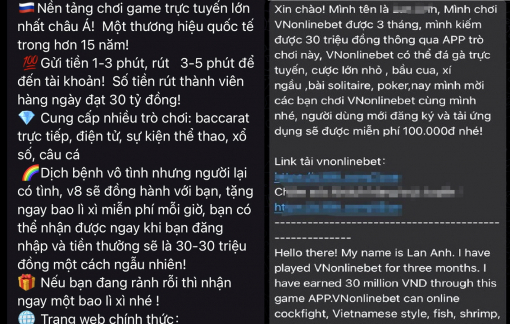 Khổ vì bị tin nhắn cờ bạc “dội bom”