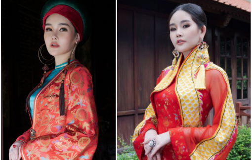 Lê Âu Ngân Anh nền nã trong tà áo dài truyền thống