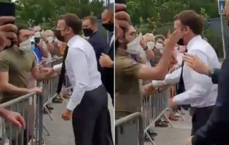Tổng thống Pháp bị tát vào mặt khi chào hỏi người dân