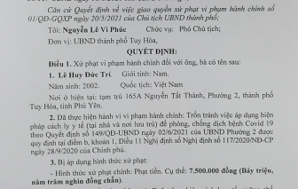 Thuộc diện cách ly tại nhà nhưng tụ tập bạn bè đi chơi, bị phạt 7,5 triệu đồng