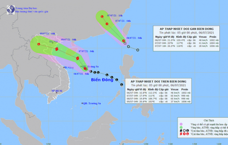 2 áp thấp nhiệt đới cùng hoạt động trên Biển Đông, có khả năng mạnh lên thành bão