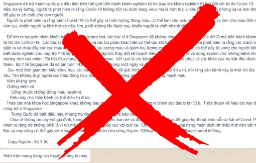 Bộ Y tế bác thông tin "COVID-19 là vi khuẩn bị nhiễm phóng xạ gây ra đông máu và làm chết người"