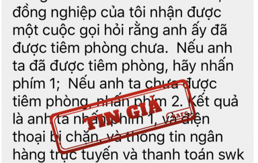 Thông tin "nhận cuộc gọi, bấm phím 1 hoặc 2, mất sạch tiền trong tài khoản" là giả