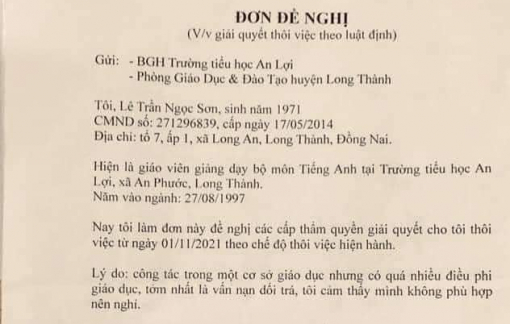 Một giáo viên viết đơn thôi việc vì không phù hợp với "vấn nạn dối trá"