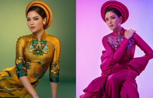 Đại diện Việt Nam tại “Hoa hậu Trái đất” chăm diện áo dài để quảng bá