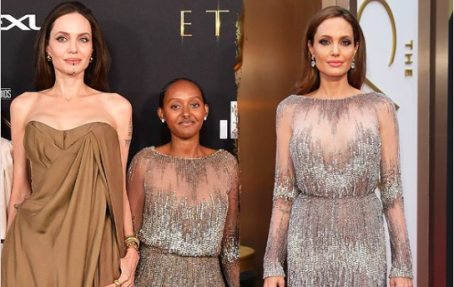 Con gái Angelina Jolie mặc lại váy cũ nhiều năm trước của mẹ