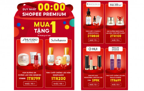 Shopee Premium chiêu đãi người dùng chuộng hàng cao cấp với “Siêu deal mua 1 tặng 1”