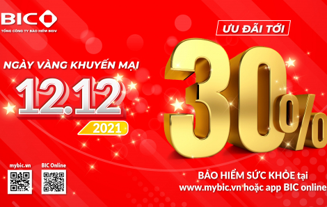 Ngày vàng 12/12: BIC giảm tới 30% phí bảo hiểm sức khỏe trực tuyến