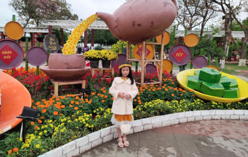 Người dân Huế nô nức đến vườn hoa khổng lồ bên sông Hương chơi tết