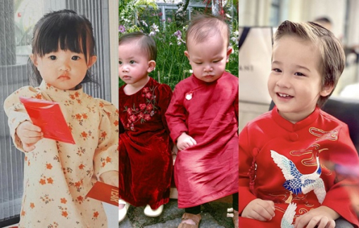 Khoảnh khắc dễ thương của nhóc tỳ nhà sao Việt diện áo dài tết