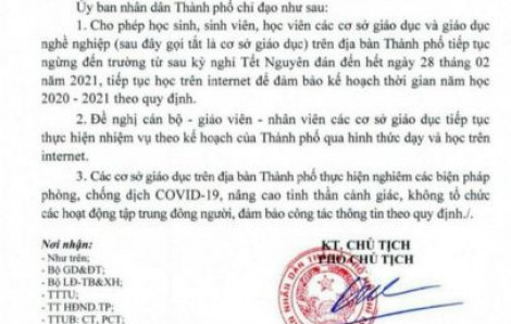 Không có chuyện cho học sinh nghỉ học đến 28/2