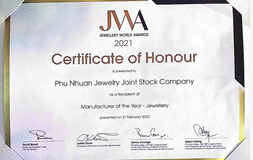 Giải thưởng ngành kim hoàn thế giới - JWA vinh danh PNJ là nhà sản xuất, chế tác trang sức xuất sắc nhất của năm 2021