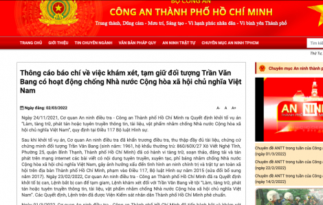 Bắt đối tượng hoạt động chống Nhà nước Cộng hòa xã hội chủ nghĩa Việt Nam