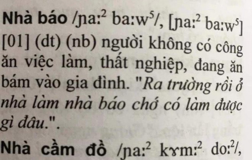 Từ điển định nghĩa "nhà báo" là người thất nghiệp, ăn bám?
