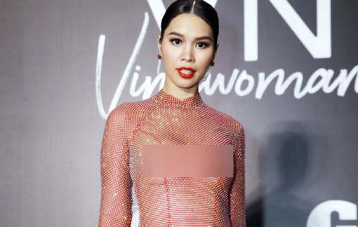 Hà Anh lộ vòng 1 kém duyên trong chiếc áo dài xuyên thấu