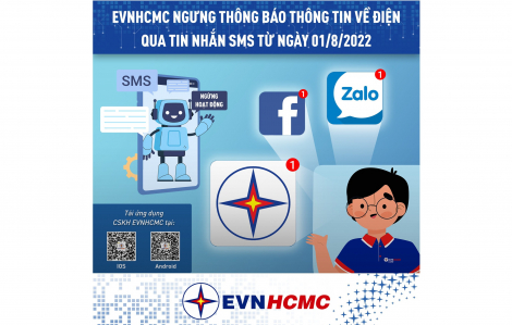 EVNHCMC: Ngừng nhắn tin SMS từ ngày 1/8/2022