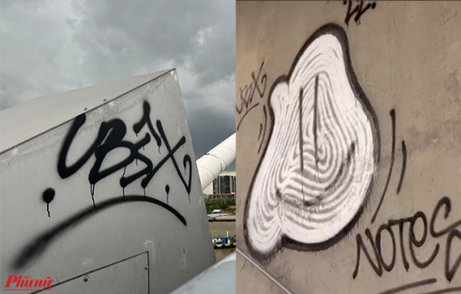 Clip: Cầu Thủ Thiêm 2 bị vẽ bậy, rác thải vương vãi khắp nơi