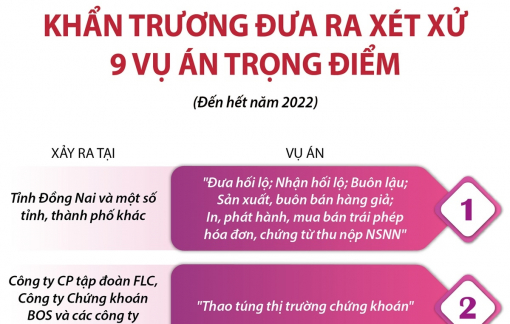 Khẩn trương đưa ra xét xử 9 vụ án trọng điểm đến hết năm 2022