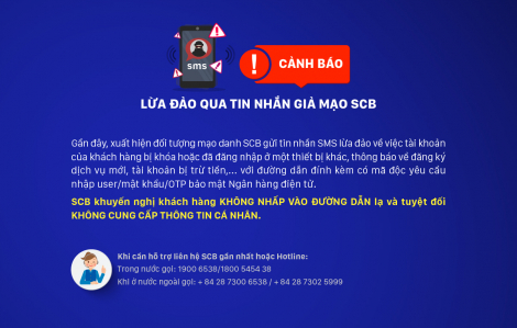 SCB cảnh báo lừa đảo qua tin nhắn giả mạo