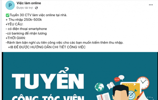 Rộ chiêu lừa “cộng tác viên xử lý đơn hàng”