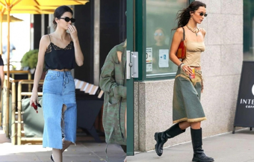 Kendall Jenner, Bella Hadid lăng xê mốt chân váy denim ngày thu