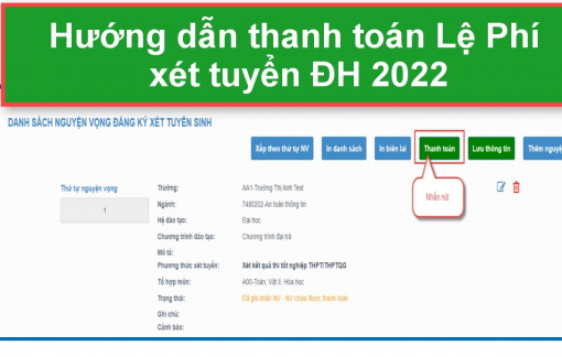 Bộ GD-ĐT mở lại cổng thanh toán lệ phí xét tuyển đến 17g ngày 13/9