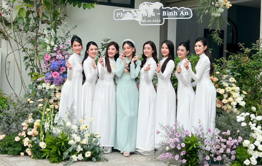 Dàn hoa hậu, á hậu rạng rỡ bê tráp trong đám hỏi Bình An – Phương Nga