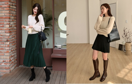 Diện chân váy với boots mùa thu không lo dìm dáng