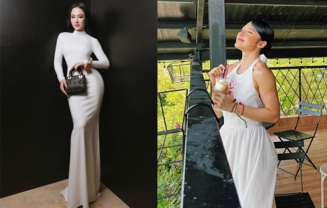 Diễn viên Angela Phương Trinh giấu thân hình cơ bắp trong váy kín đáo