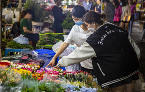 Chợ hoa lớn nhất miền Bắc nhộn nhịp trước dịp 20/10