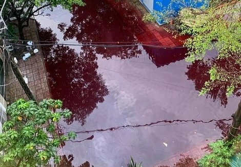Chưa tìm ra nguyên nhân khiến dòng nước đỏ sẫm xuất hiện nhiều tuyến đường ở quận Tân Phú