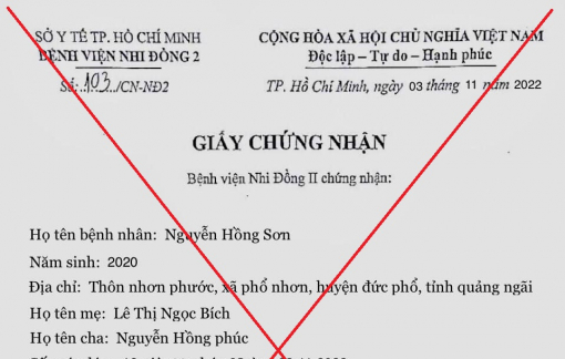 Làm giả chứng nhận của Bệnh viện Nhi đồng 2 để kêu gọi từ thiện