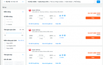 Cập nhật chi tiết giá vé máy bay đi Mỹ trên ứng dụng Traveloka