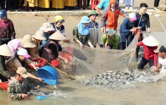 Hàng trăm người tham gia phóng sinh 10 tấn cá xuống sông Lam