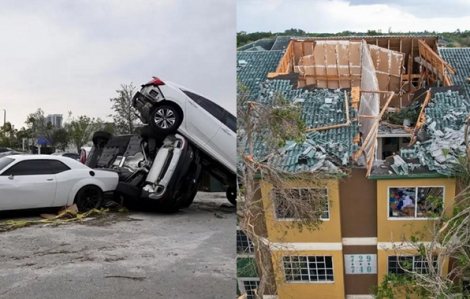Lốc xoáy dữ dội hất tung ô tô, nhà cửa ở Mỹ
