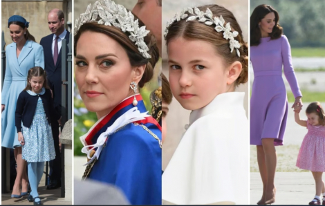 Vương phi Kate Middleton và công chúa Charlotte diện thời trang đồng điệu