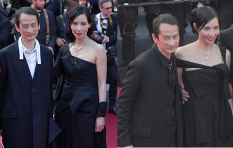 Đạo diễn Trần Anh Hùng và vợ luôn đồng điệu trang phục tại Cannes 2023