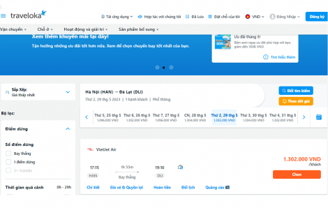 Kinh nghiệm đặt vé máy bay Hà Nội - Đà Lạt giá tốt trên Traveloka
