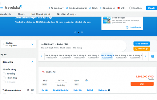 Kinh nghiệm đặt vé máy bay Hà Nội - Đà Lạt giá tốt trên Traveloka