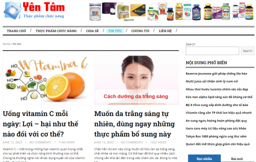 Yên Tâm Shop - Sự lựa chọn thông minh cho sức khỏe của bạn