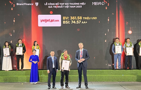 Vietjet là một trong 100 thương hiệu giá trị nhất Việt Nam