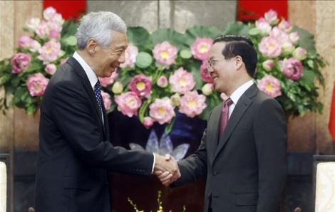 Chủ tịch nước Võ Văn Thưởng tiếp Thủ tướng Singapore Lý Hiển Long
