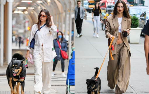 Thời trang ''dắt thú cưng đi dạo'' của Emily Ratajkowski gây chú ý