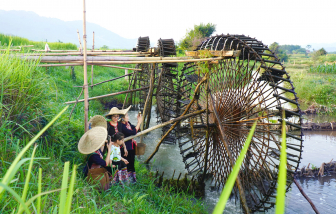 Phụ nữ dân tộc Thái hợp sức làm du lịch