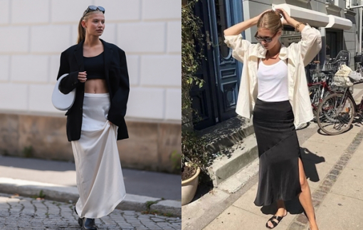 Diện chân váy maxi bay bổng mùa thu